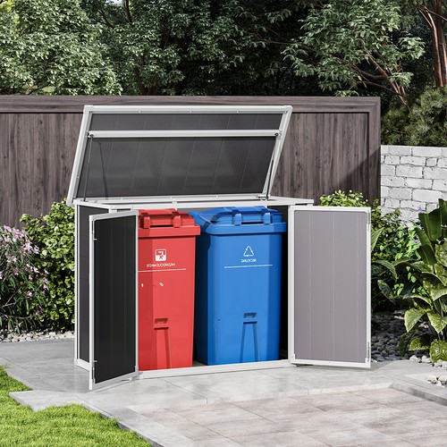 Outdoor lockable dual dustbin - outdoor,