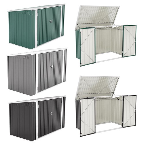 Double steel wheelie bin store - wheelie,